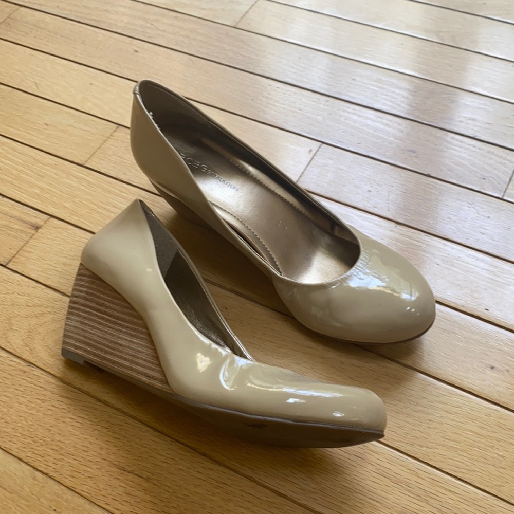 BCBG Generation nude wedge heel. Size 8.5